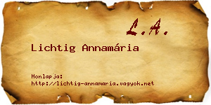 Lichtig Annamária névjegykártya